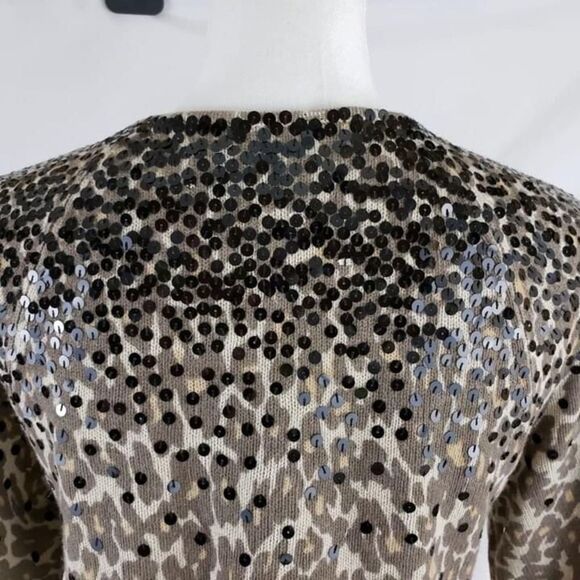 NWT Sequin animal print cardigan / chic sparkle knit topper – women’s - Picture 8 of 12